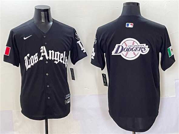Men%27s Los Angeles Dodgers Team Big Logo Black Mexico 2025 LA Gothic Style With Fernando Patch Vapor Premier Limited Stitched Jersey